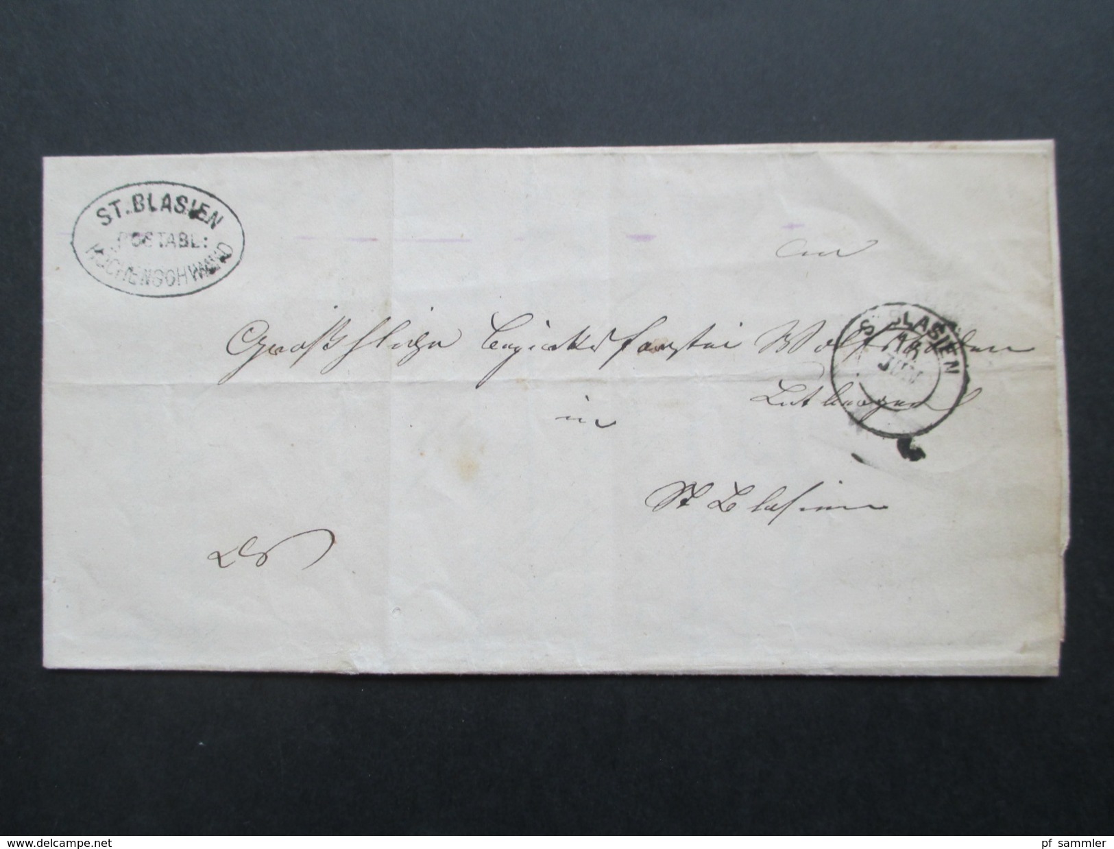 Altdeutschland Bden 1867 St. Blasien Stempel: St. Blasien Postablage Höchenschwald. Seltener Stempel! Faltbrief - Briefe U. Dokumente