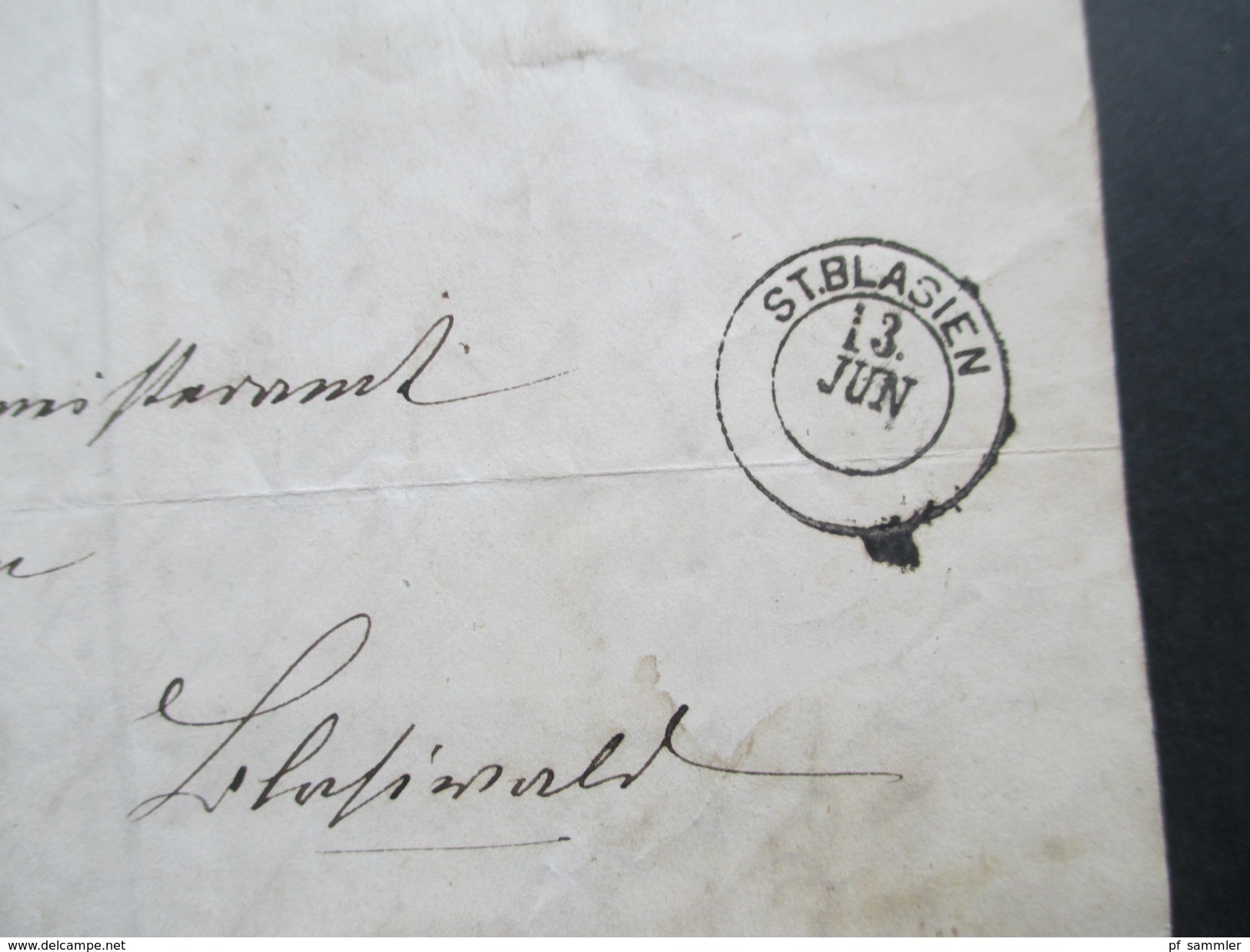 Altdeutschland Bden 1867 St. Blasien Stempel: St. Blasien Postablage Höchenschwald. Seltener Stempel! Faltbrief - Briefe U. Dokumente