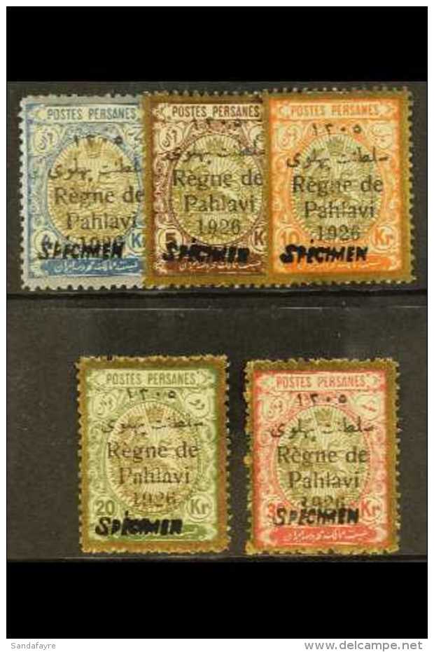 1926 4kr To 30kr High Values Overprinted Regne De Pahlavi 1926, Perf 11&frac12;, SG 623A/627A, Handstamped... - Iran