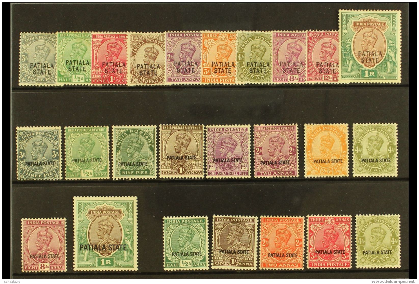 PATIALA 1912-37 MINT SELECTION On A Stock Card. Includes 1912-26 Most Values To 1r, 1928-34 Most Values To 1r,... - Andere & Zonder Classificatie