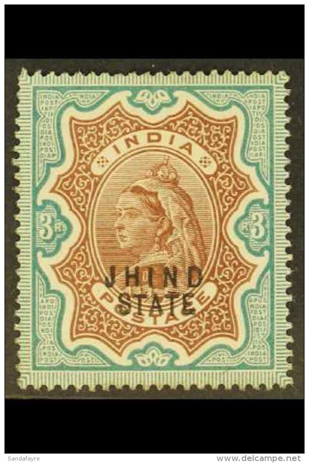 JIND 1886-99 3r Brown And Green, SG 34, Mint Regummed, Couple Of Slightly Short Perfs At Left, Fresh And... - Autres & Non Classés