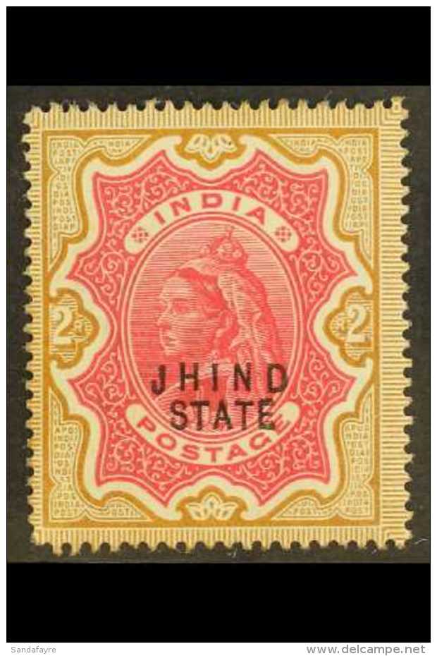 JIND 1886-96 2r Carmine And Yellow- Brown, SG 33, Lightly Hinged Mint, Slightly Rounded Corner At Low Left. Cat... - Andere & Zonder Classificatie