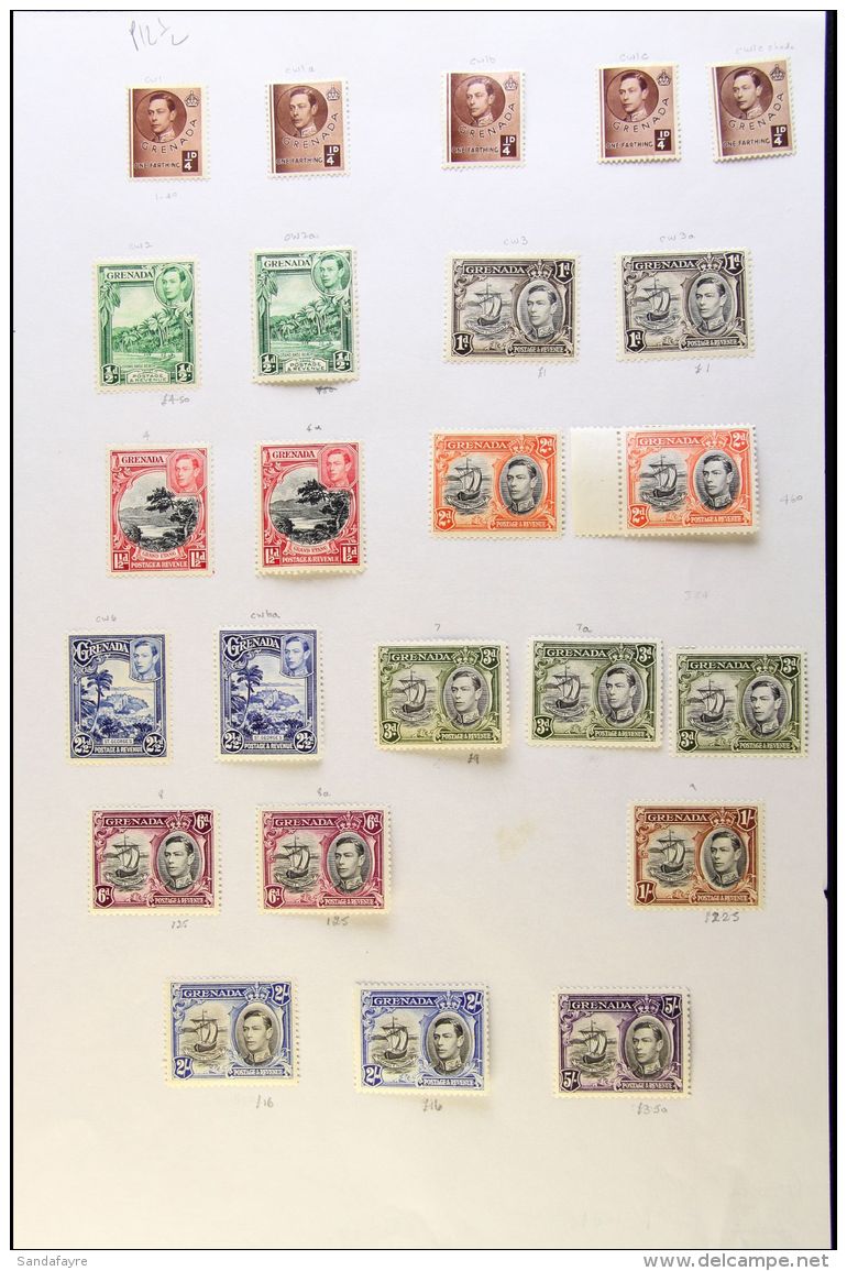 1938-50 Pictorial Complete Set (SG 152/63f) With Most Perf Types &amp; Shades Inc 2s (x3) Etc. Very Fine Mint,... - Grenada (...-1974)