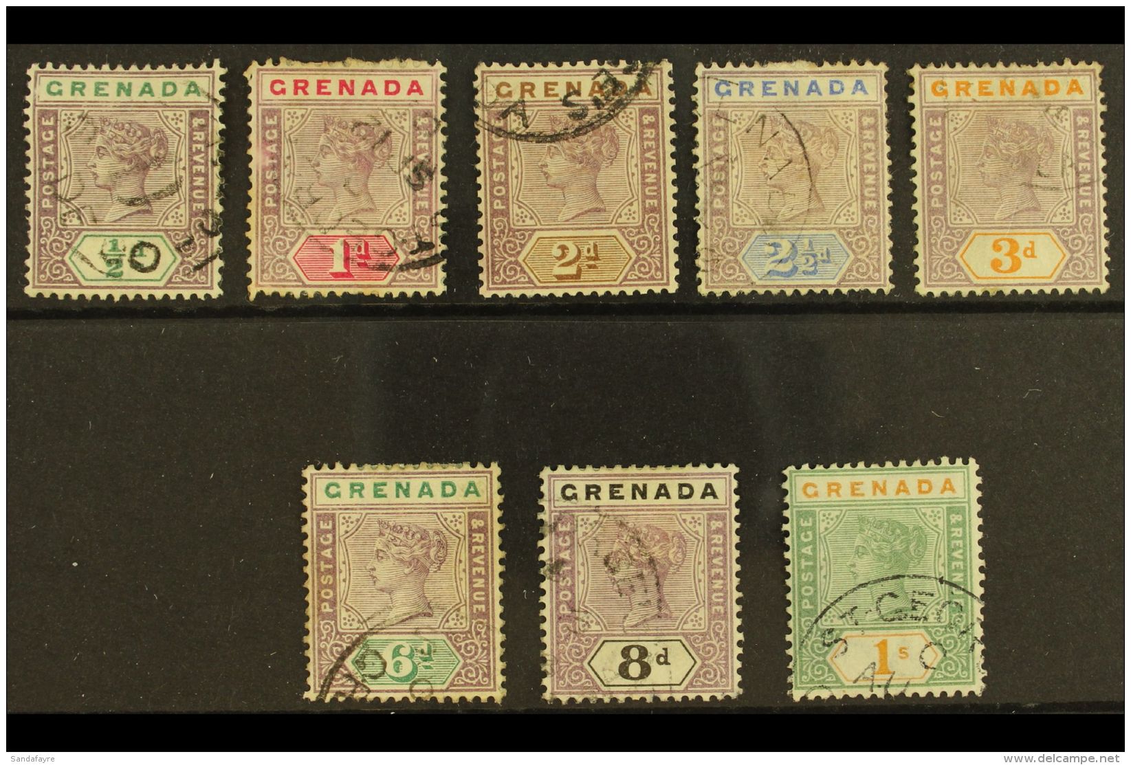 1895 Queen Victoria Set Complete, SG 48/55, Fine Used. (8 Stamps) For More Images, Please Visit... - Grenada (...-1974)