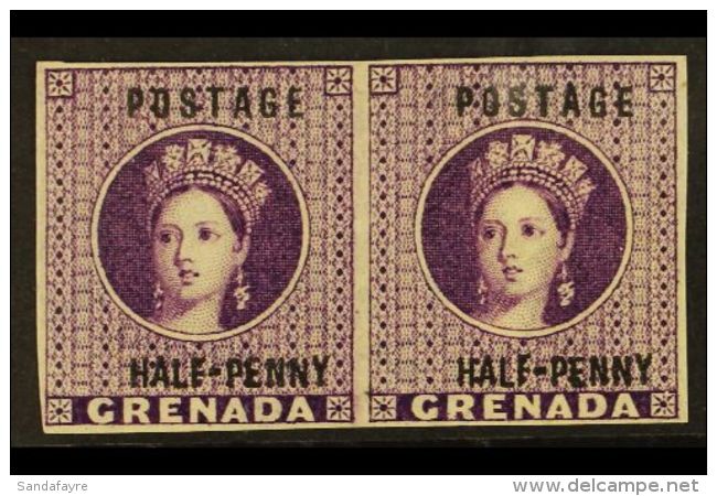 1881 &frac12;d Deep Mauve, Wmk Large Star, Variety "Imperf Pair", SG 21a, Very Fine And Fresh Mint No Gum. For... - Grenade (...-1974)