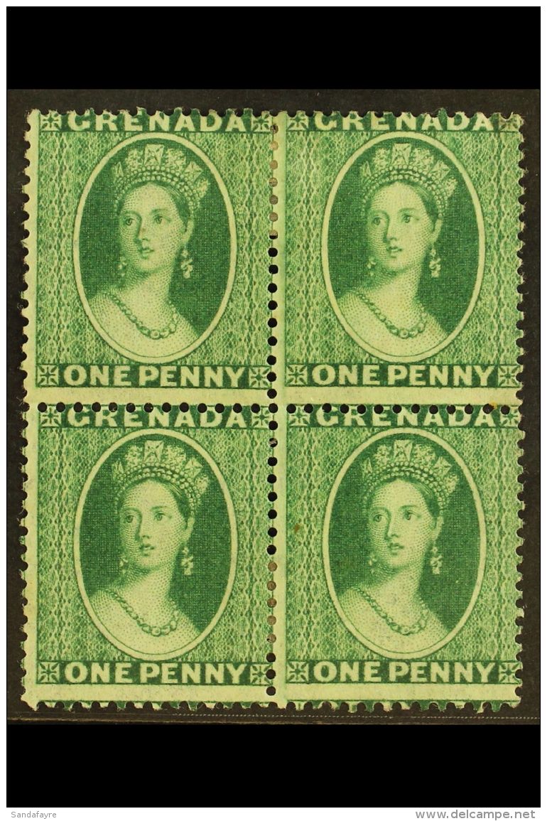 1875 1d Green, Wmk Large Star, SG 14, Superb Mint Og Block Of 4. Ex "Mayfair" Find. For More Images, Please Visit... - Grenade (...-1974)