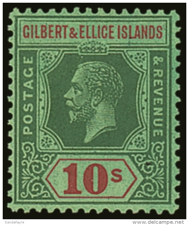 1922-27 10s Green And Red On Emerald SG 35, Superb Never Hinged Mint. For More Images, Please Visit... - Gilbert- En Ellice-eilanden (...-1979)