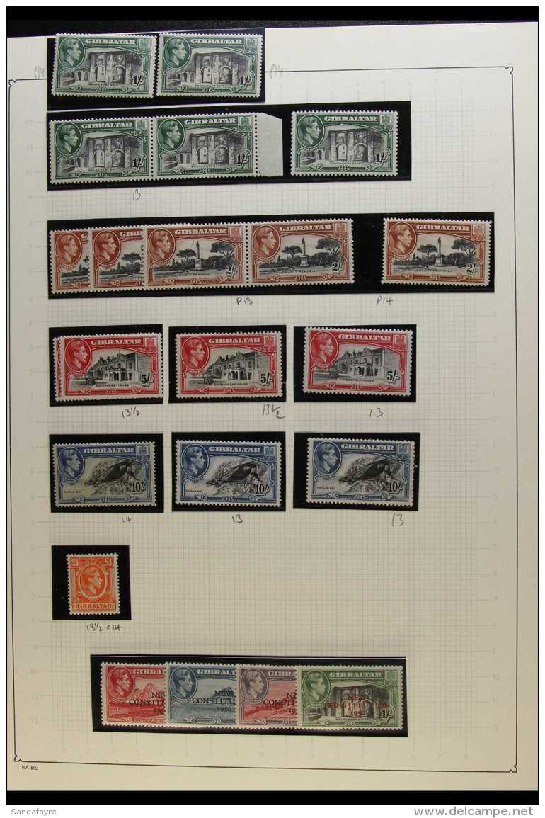 1938-51 PICTORIALS. FINE MINT COLLECTION With Shades, Perf &amp; Wmk Types In Hingeless Mounts On Leaves, Some... - Gibraltar