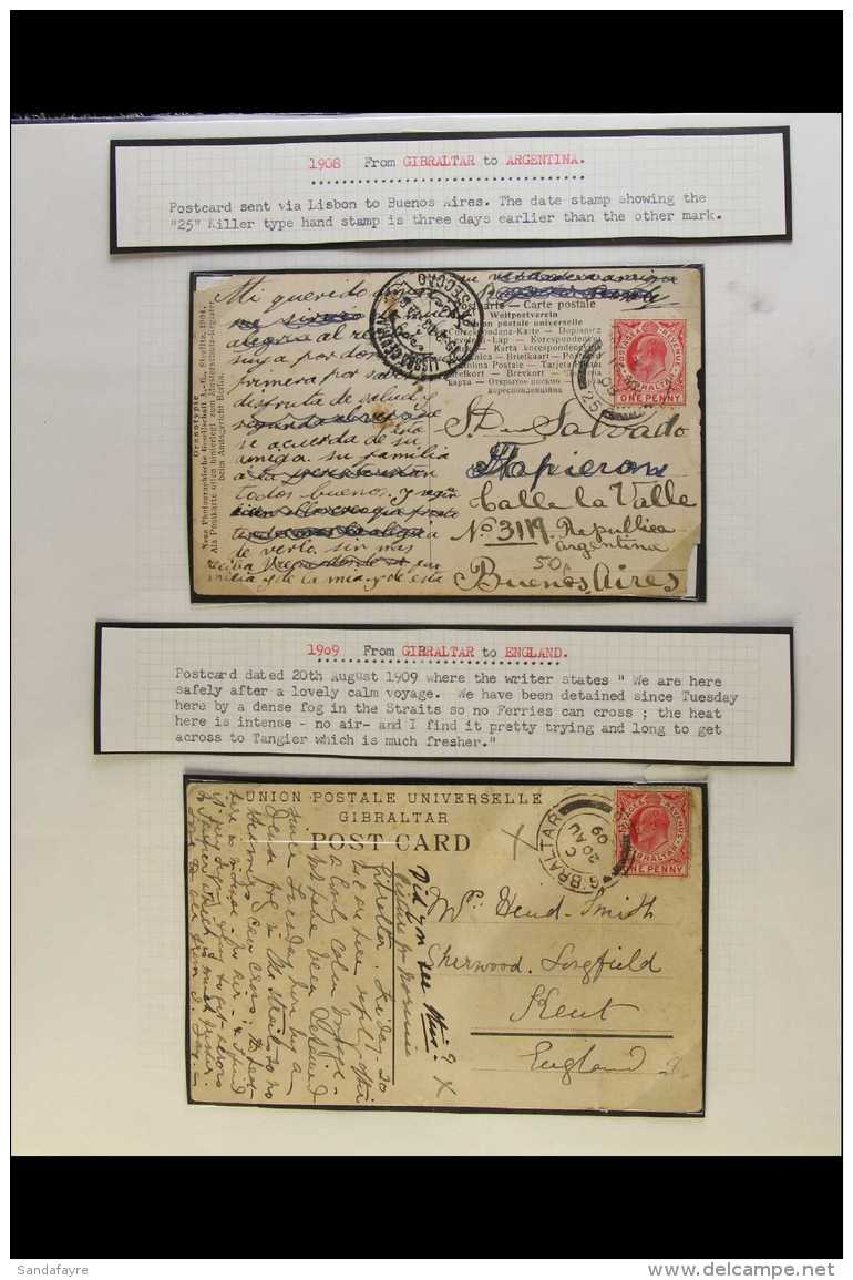 1903-1911 An Interesting Collection Of Mostly Used Picture Postcards Written Up On Leaves, Inc Various Postmark... - Gibraltar