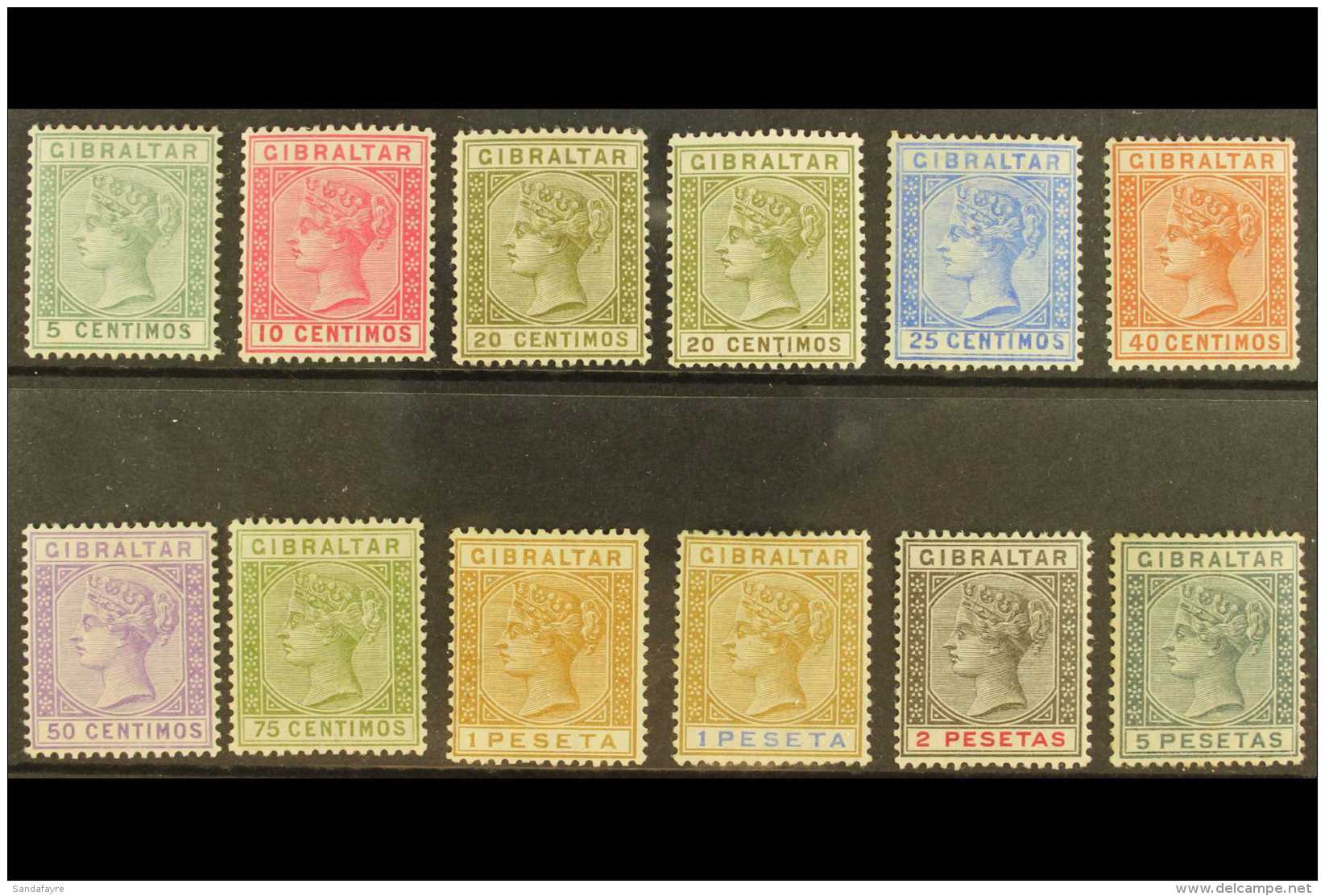 1889-96 Complete Set, SG 22/33, Fine Mint, Fresh Colours. (12 Stamps) For More Images, Please Visit... - Gibraltar