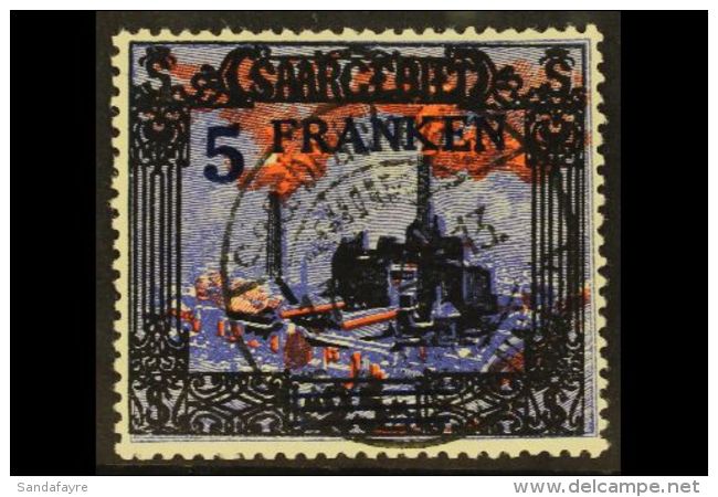 1921 5f On 25m Blue, Black &amp; Red Surcharge PLATE FLAW (white Spot In Red Smoke Variety) Position 17, Michel 83... - Autres & Non Classés