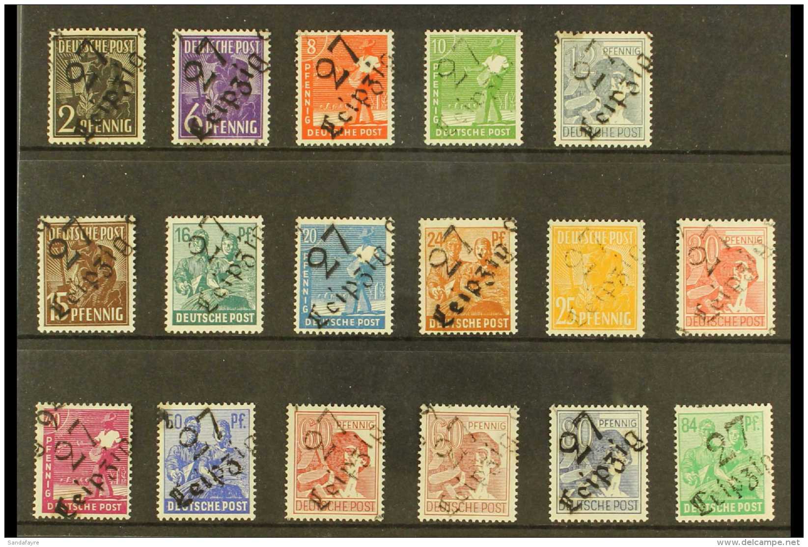 RUSSIAN ZONE GENERAL ISSUES District 27 Leipzig Overprinted Complete Set (including Both 60pf), Michel 166V/181V,... - Andere & Zonder Classificatie
