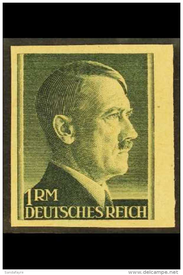 1942-44 1rm Bottle Green Hitler IMPERF PROOF Printed On Ungummed Buff Paper, Michel 799 P III, Fine Condition,... - Andere & Zonder Classificatie