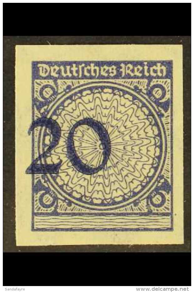 1923 (Dec) 20pf Violet-blue IMPERF (Michel 341 U, SG 355a), Very Fine Mint, Numeral '20' Shifted To The Left, Very... - Other & Unclassified