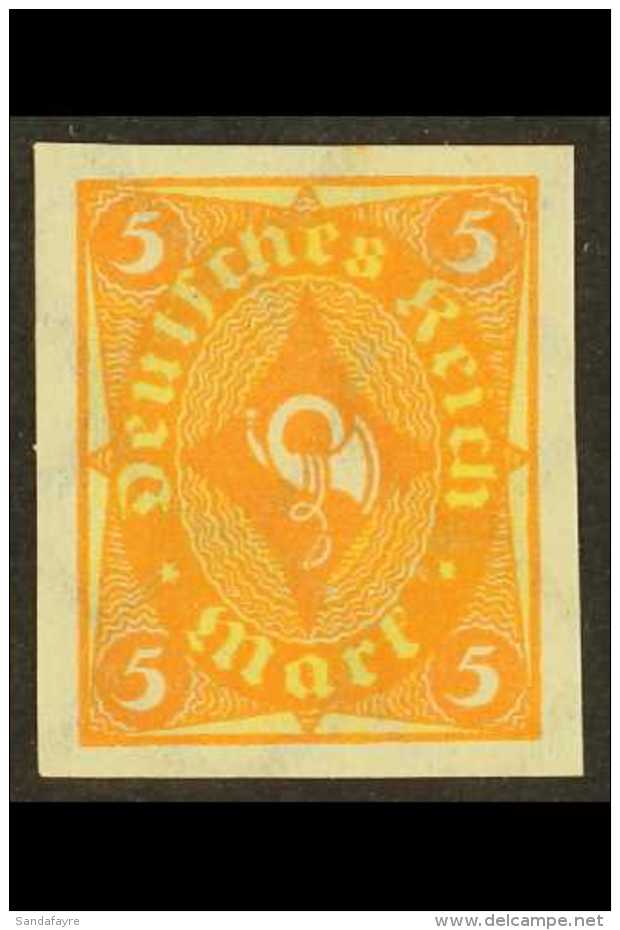 1922 5m Orange &amp; Yellow IMPERF (Michel 205 W U, SG 207a), Very Fine Mint, Fresh. For More Images, Please Visit... - Autres & Non Classés