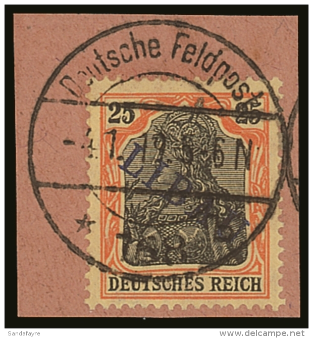 LIBAU 1919 25pf Black And Orange / Yellow With Type II "LIBAU" Overprint In Violet-blue, Michel 5Ba, Very Fine... - Other & Unclassified