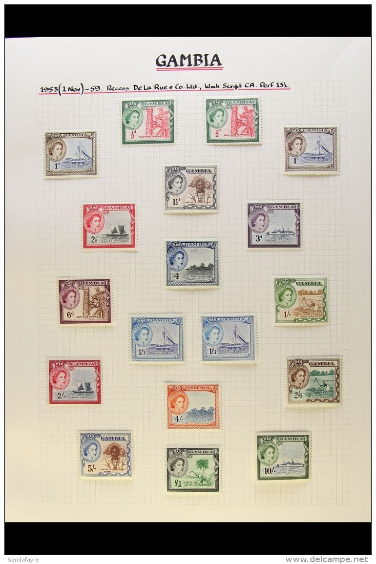 19531971 COMPLETE SUPERB MINT COLLECTION On Leaves, All Different, Inc 1953-59 Set With Shades Inc 1s3d (x2), 1963... - Gambia (...-1964)