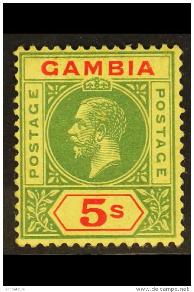 1912-22 5s Green &amp; Red On Pale Yellow, SG 102, Very Fine Mint, Fresh. For More Images, Please Visit... - Gambie (...-1964)