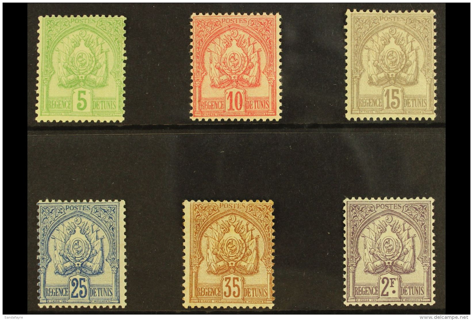 TUNISIA 1899-1901 'Coat Of Arms' New Colour Set, Yv 22/27, 35c With Horizontal Crease Not Visible From Front, The... - Autres & Non Classés
