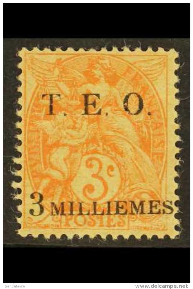 SYRIA 1919 3m On 3c Orange, SG 3 (Yvert 3, &euro;400), Lightly Hinged Mint With Feint Crease Visible From The... - Autres & Non Classés