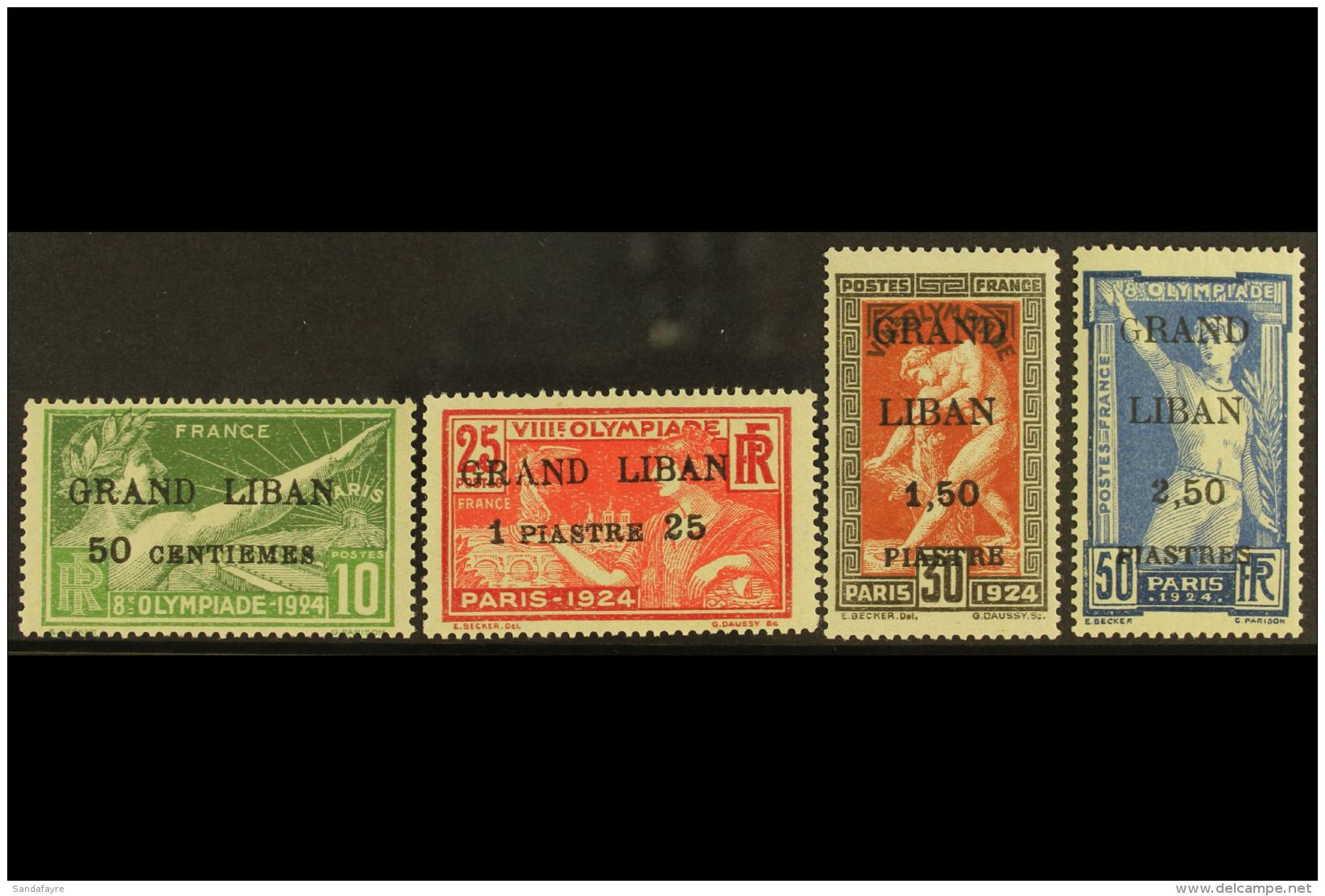 LEBANON 1924 "GRAND LIBAN" Surcharges On Olympic Games Complete Set (Yvert 18/21, SG 18/21), Never Hinged Mint,... - Autres & Non Classés