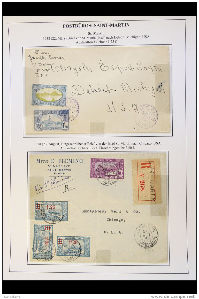 GUADELOUPE 1919-1938 INTER-WAR YEARS POSTAL HISTORY Collection. An Attractive &amp; Interesting Collection That... - Autres & Non Classés
