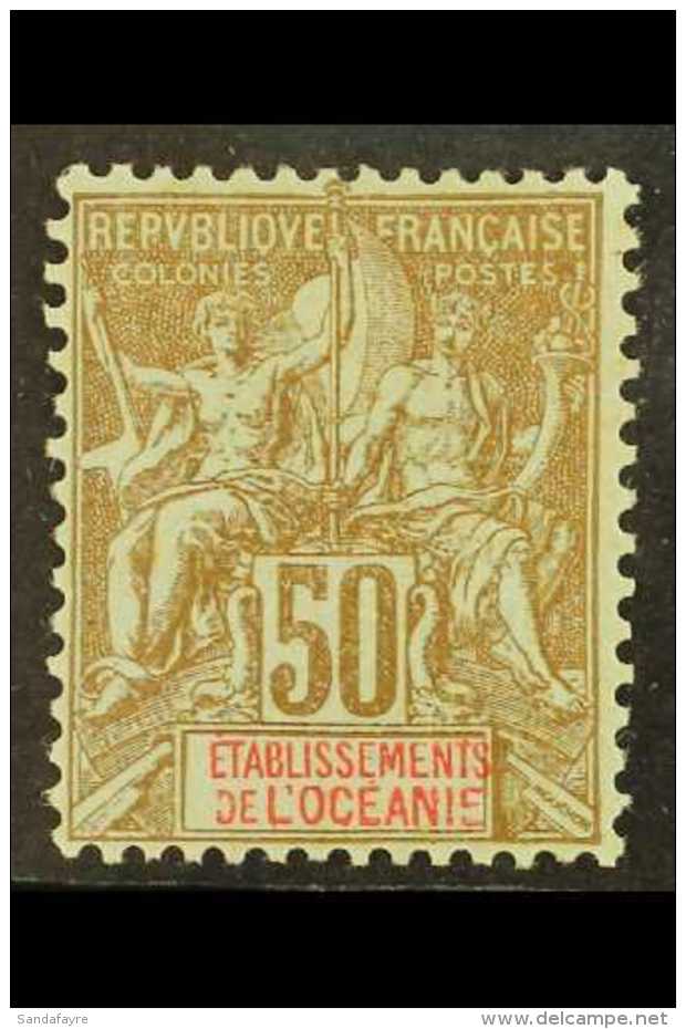 FRENCH OCEANIC SETTLEMENTS 1900 50c Bistre And Azure, Yv 20, Very Fine Mint. For More Images, Please Visit... - Andere & Zonder Classificatie