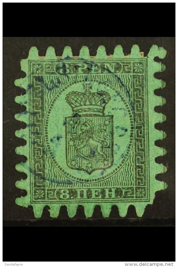 1866-67 8p Black/blue Green (Type III) Serpentine Roulette, SG 46, Fine Used For More Images, Please Visit... - Andere & Zonder Classificatie