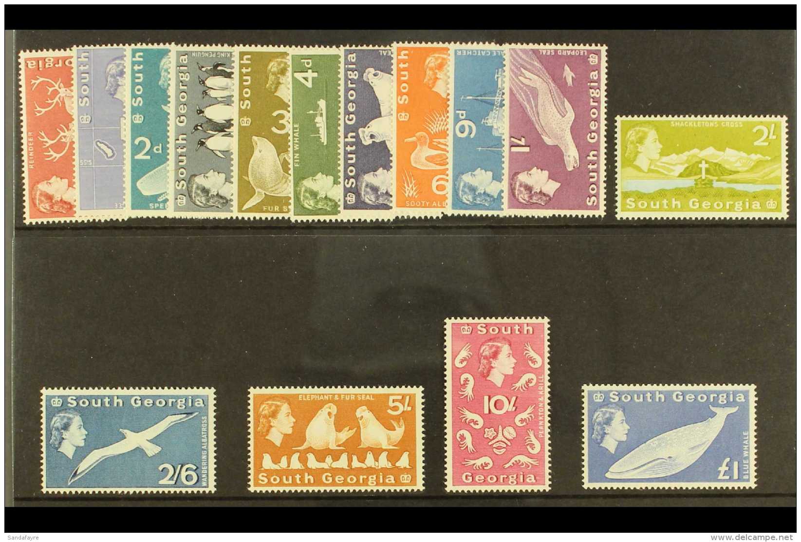 1963 South Georgia Definitives Original Complete Set, SG 1/15, Never Hinged Mint. (15 Stamps) For More Images,... - Falklandeilanden