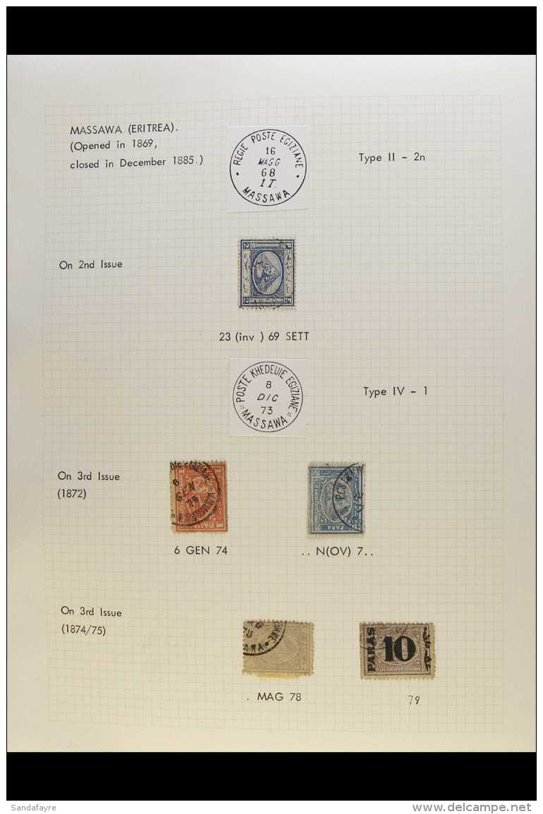 USED IN MASSAWA (ERITREA) Collection Of 1867 To 1884 Egyptian Stamps Cancelled By Various Cds's (including In... - Andere & Zonder Classificatie