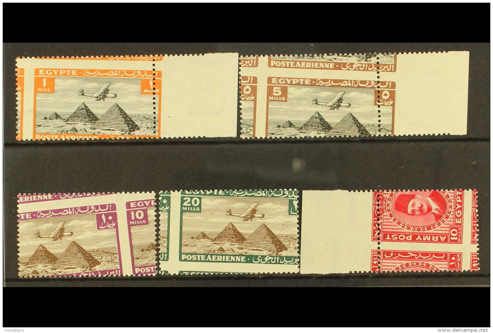 1933 OBLIQUE PERFORATIONS Air 1m, 5m, 10m And 20m, The First Two Values Marginal; Also Army Post 1936 10m, Mint... - Andere & Zonder Classificatie