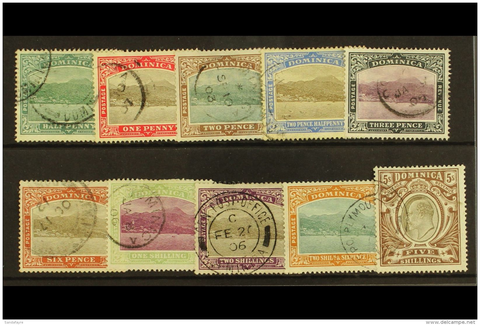 1903-07 Complete Definitive Set, SG 27/36, Fine Used, The 2d With Light Crayon Mark (10 Stamps) For More Images,... - Dominica (...-1978)