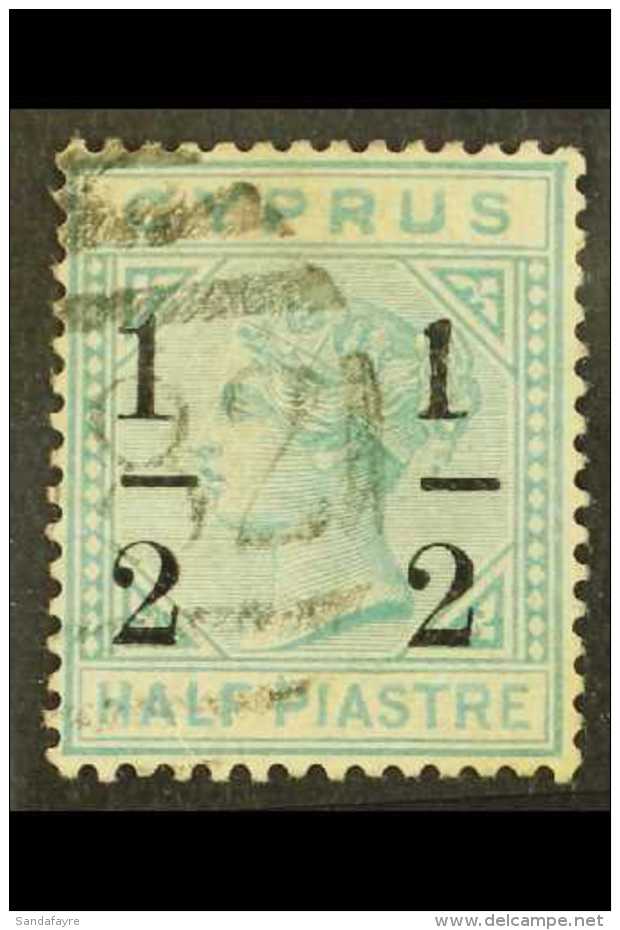 1886 "&frac12;" On &frac12;pi Emerald-green Fractions 8mm Apart Wmk CC With SMALL "1" AT RIGHT Variety, SG 28b,... - Autres & Non Classés