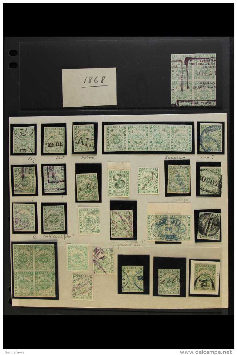 POSTMARKS 1868 50c Green, Scott 56, A Used Collection Assembled For Postmarks, Includes Oval "San-Jil" In Blue (on... - Colombie