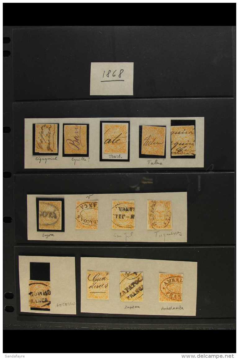 1868 FIVE CENTS ISSUE - POSTMARKS COLLECTION A Used Collection Of The Scarce 1868 5c Orange, Scott 53, With... - Colombia