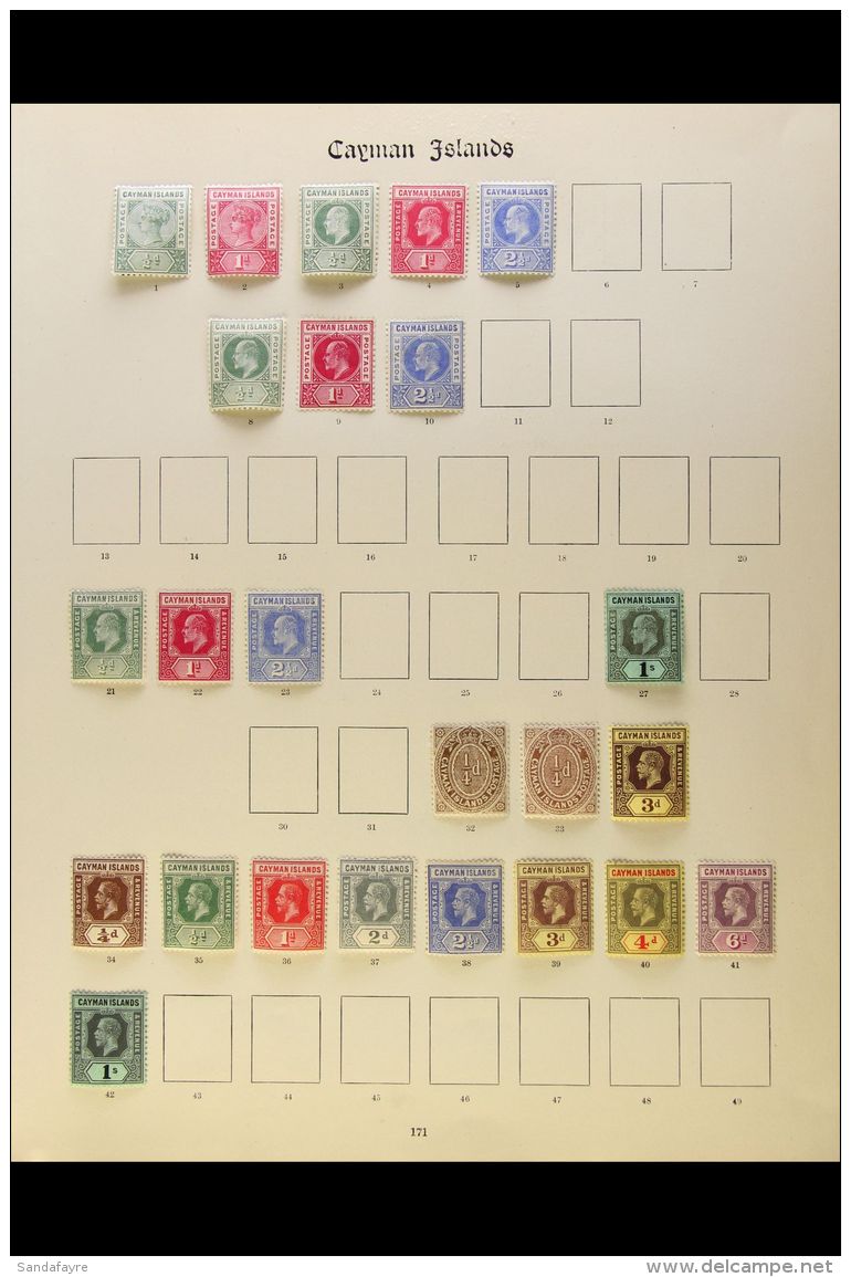1900-1936 MINT COLLECTION Presented On Printed Album Pages. Includes 1900 QV Set, KEVII Ranges To 1s, KGV 1912-20... - Iles Caïmans