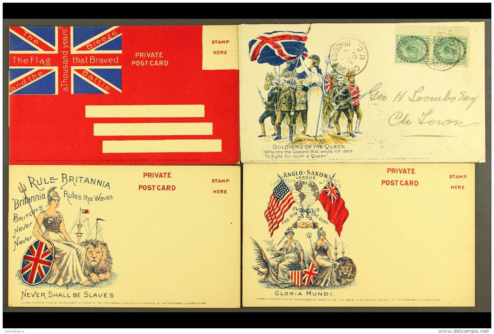 PATRIOTIC POSTCARDS Circa 1900 Group Of Three Different Unused Private Post Cards In Colour With "Rule Britannia",... - Autres & Non Classés