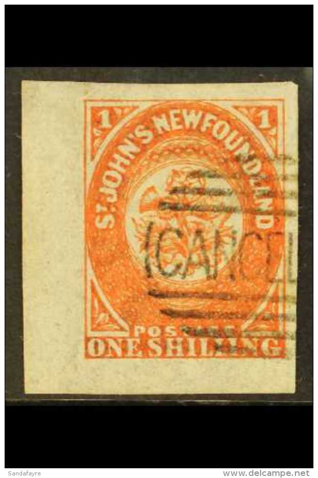1860 1s Orange-vermilion, Handstamped "CANCELLED", SG 15, A Spectacular Corner Copy Forgery, Signed By The Man... - Andere & Zonder Classificatie