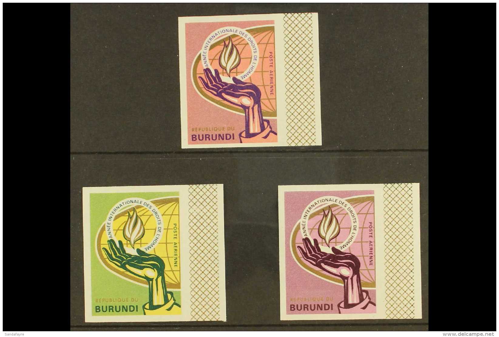 1969 IMPERF PLATE PROOFS INTERNATIONAL HUMAN RIGHTS Air Post Issue (Scott C285-CB50), Globe, Flame &amp; Hand... - Autres & Non Classés