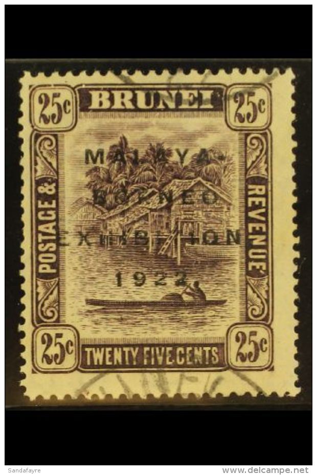 1922 25c Deep Dull Purple Malaya-Borneo Exhibition With Broken "N" Variety, SG 57c, Fine Used. For More Images,... - Brunei (...-1984)