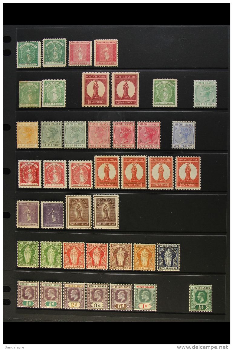 1866-1952 MINT COLLECTION On Stock Pages, Inc 1866 1d (x2, Unused) &amp; 6d (x2), 1867-70 1d (x2, One Unused)... - Britse Maagdeneilanden