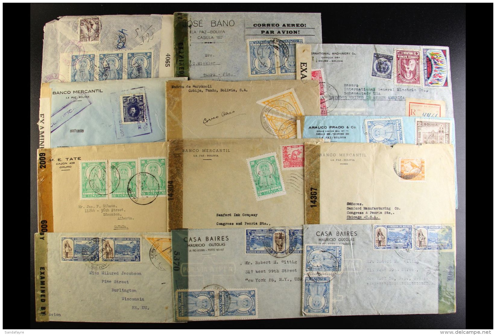 1942-1945 CENSORED COVERS. An Interesting Collection Of Commercial Censor Covers Mostly Addressed To USA, Inc Many... - Bolivië