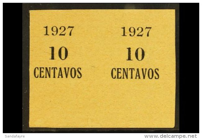 1927 IMPERF PROOF PAIR OF SURCHARGE For The 10c On 24c Surcharge (Scott 162, SG 193) Printed On Ungummed Buff... - Bolivie
