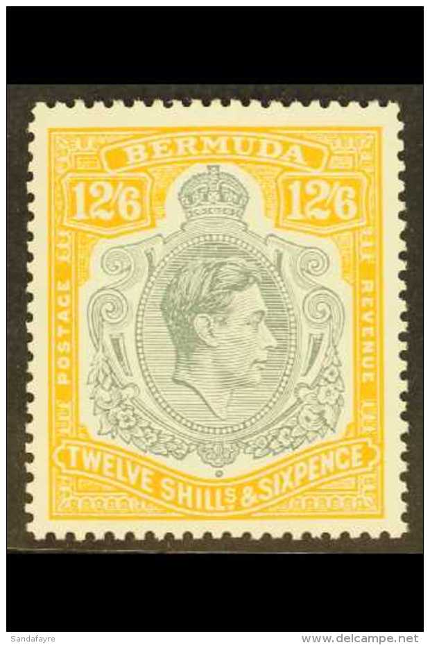 1950 12s6d Grey &amp; Pale Orange Perf 13, Chalky Paper, SG 120e, Never Hinged Mint, For More Images, Please Visit... - Bermuda