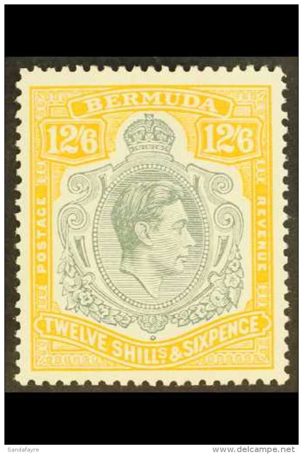 1950 12s6d Grey &amp; Pale Orange Perf 13, Chalky Paper, SG 120e, Very Fine Mint For More Images, Please Visit... - Bermudes