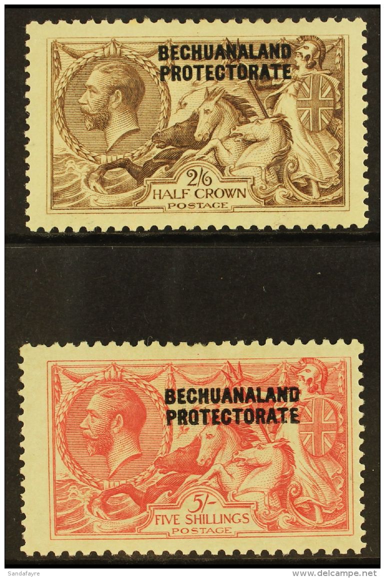 1913-24 2s6d Chocolate-brown, And 5s Rose-carmine Seahorses, Bradbury Printings, SG 88/89, Fine Mint. (2 Stamps) ... - Andere & Zonder Classificatie