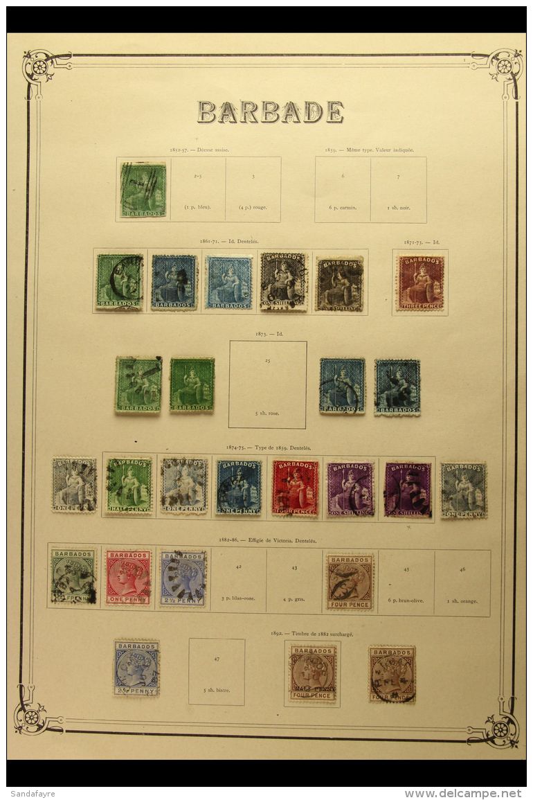 1855-1921 OLD TIME COLLECTION On Printed Pages. Includes A Useful "Britannia" Range To Various 1s (x4) Inc 1855... - Barbades (...-1966)