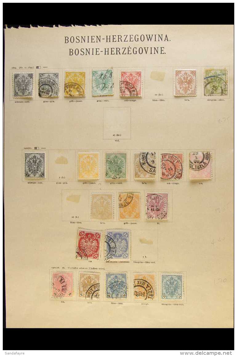 BOSNIA &amp; HERZEGOVINA 1879-1918 MINT &amp; USED COLLECTION On Old Leaves, Inc 1900-01 Imperf Set Mint... - Autres & Non Classés