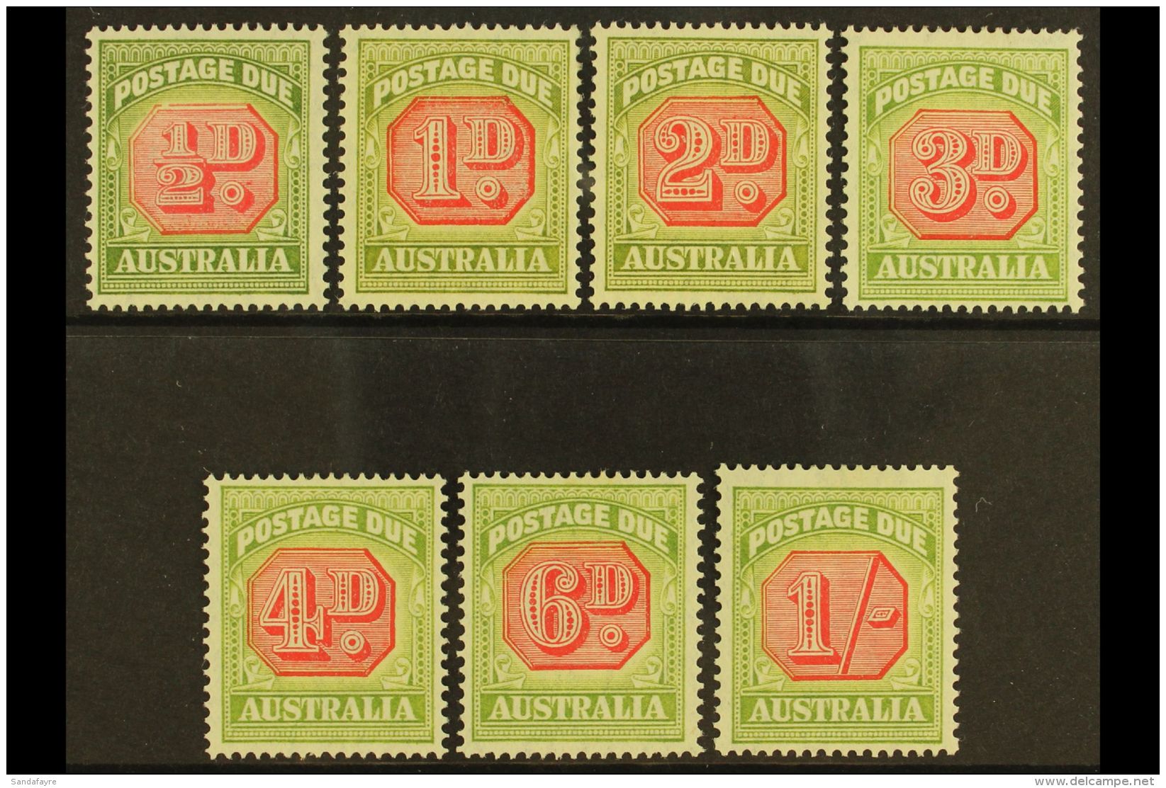 POSTAGE DUES 1938 Carmine And Green Set Complete, SG D112/118, Very Fine And Fresh Mint. (7 Stamps) For More... - Autres & Non Classés