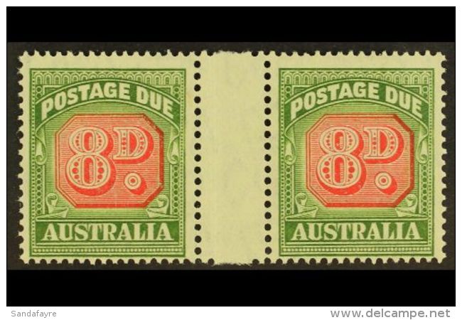 POSTAGE DUES 1946-57 8d Carmine &amp; Green (SG D127, BW 95), Fine Never Hinged Mint Horizontal GUTTER PAIR With... - Andere & Zonder Classificatie